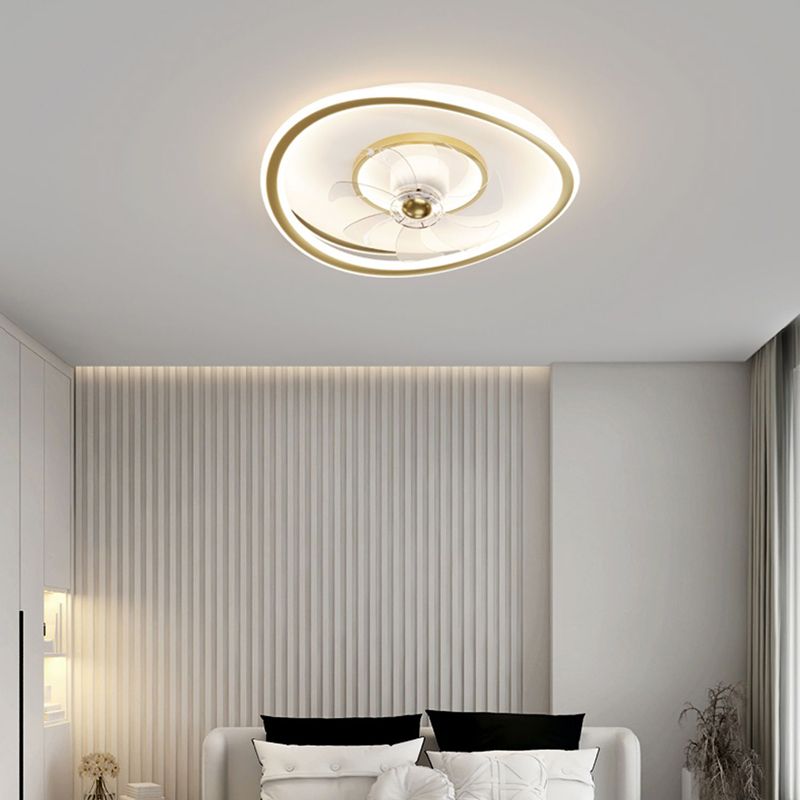 Geometric LED Ceiling Fan Light in Gold Finish Modern Fan Light Ceiling