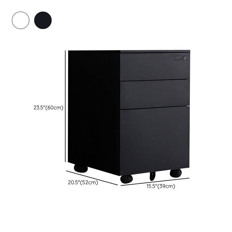 Contemporary File Cabinets Steel Frame Electronic Lock Vertical File Cabinet with Wheels