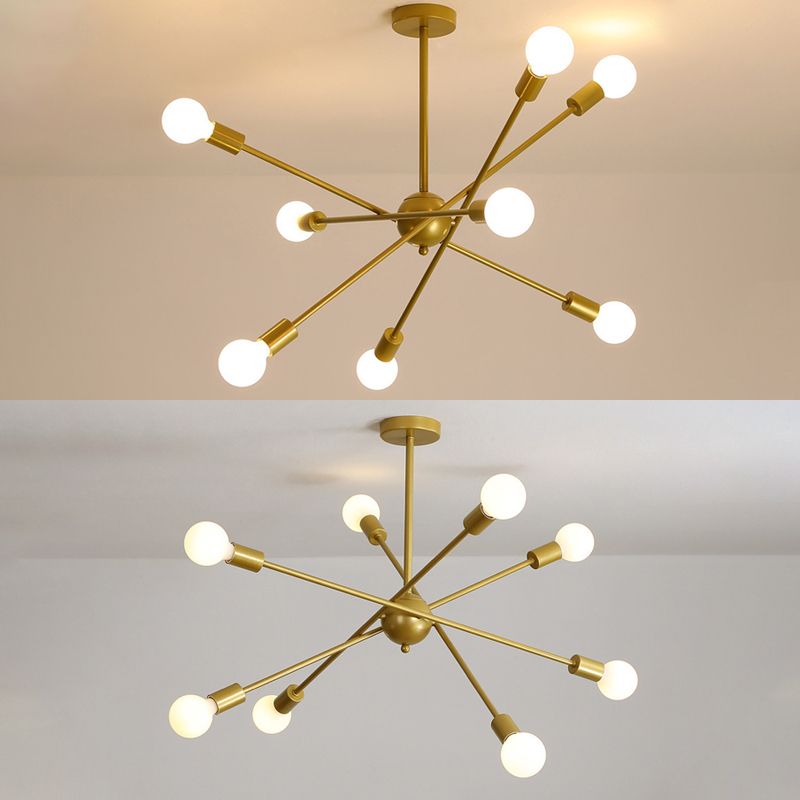 Industrial Exposed Bulb Chandelier Lamp Metal Suspension Pendant Light for Living Room