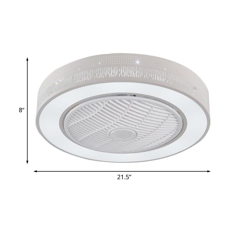 Éclairage de ventilateur linéaire / carré moderniste LED Metal Semi Flush Mount Lightture en blanc pour le salon, 21,5 "de large