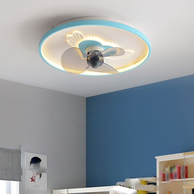 Kids Style Geometry Ceiling Fan Lights Metal 2 Light LED Flush Lights