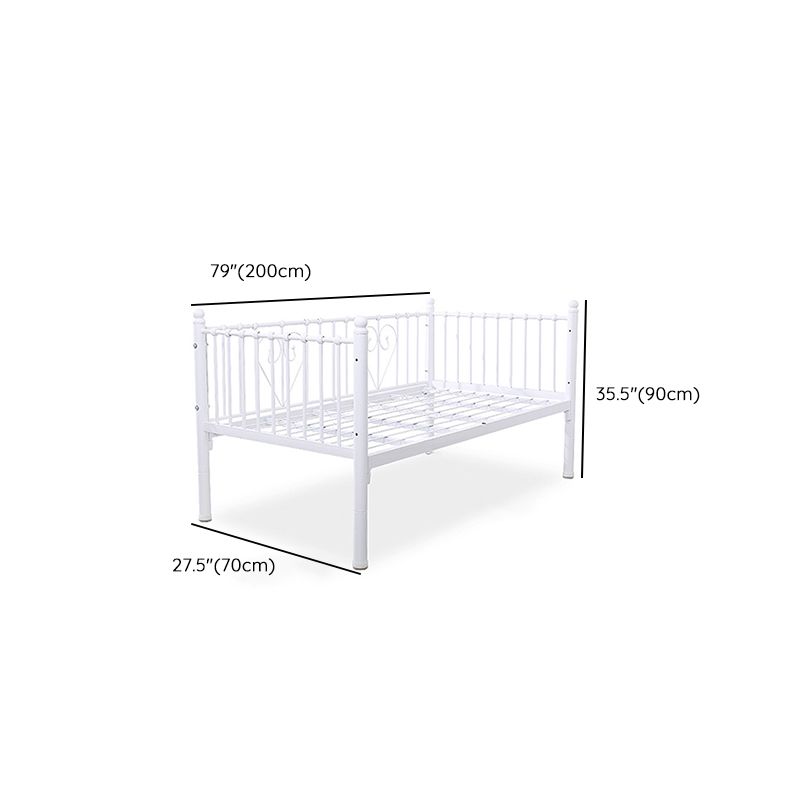 Metal Fixed Side Crib in White Mattress Included Crib with Guardrail