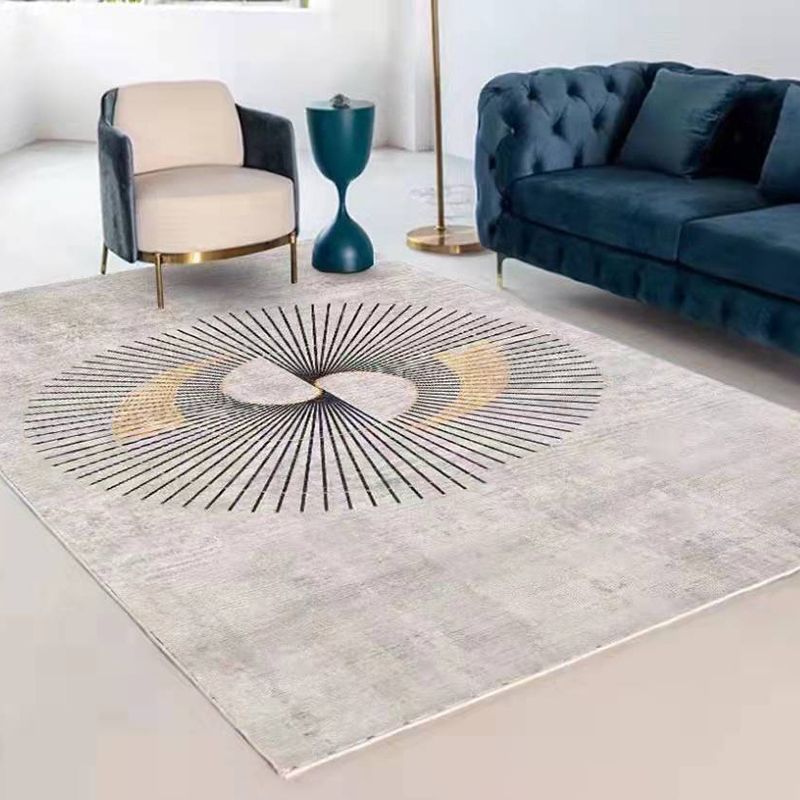 Dark Grey Simple Carpet Polyester Check Pattern Carpet Washable Carpet for Living Room