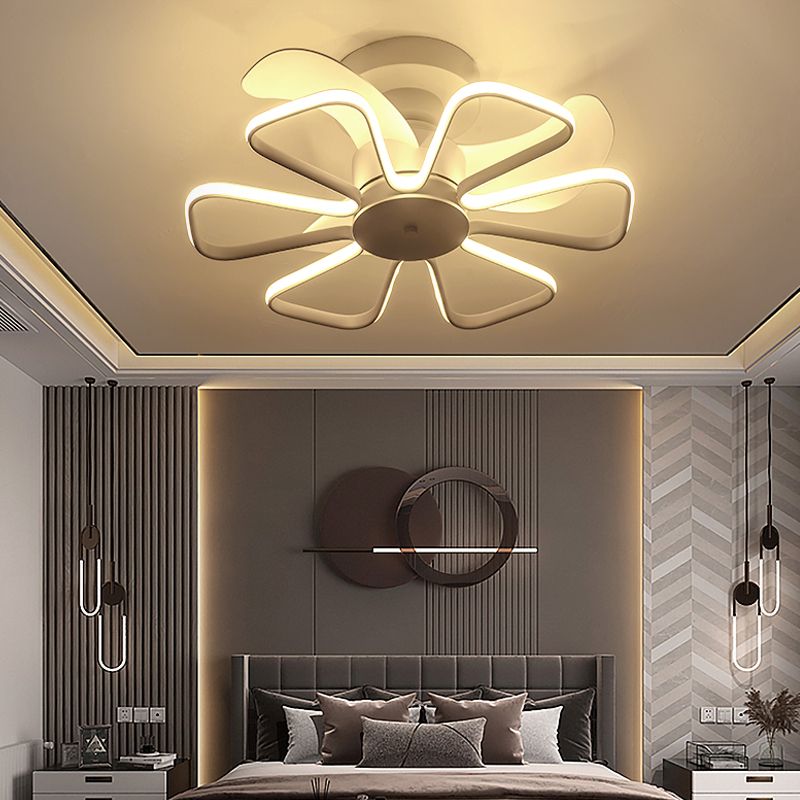 Geometric Shape Metal Ceiling Fans Modern Multi-Lights Ceiling Fan Lamp Fixture