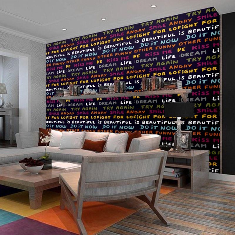 English Letters Non-Pasted Wallpaper 21" by 33' Fashion and Original in Multi-color