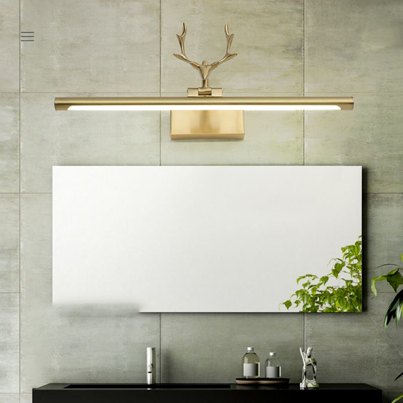 Brass LED Mirror Light Vintage Vanity Lighting in Gold for Bathroom