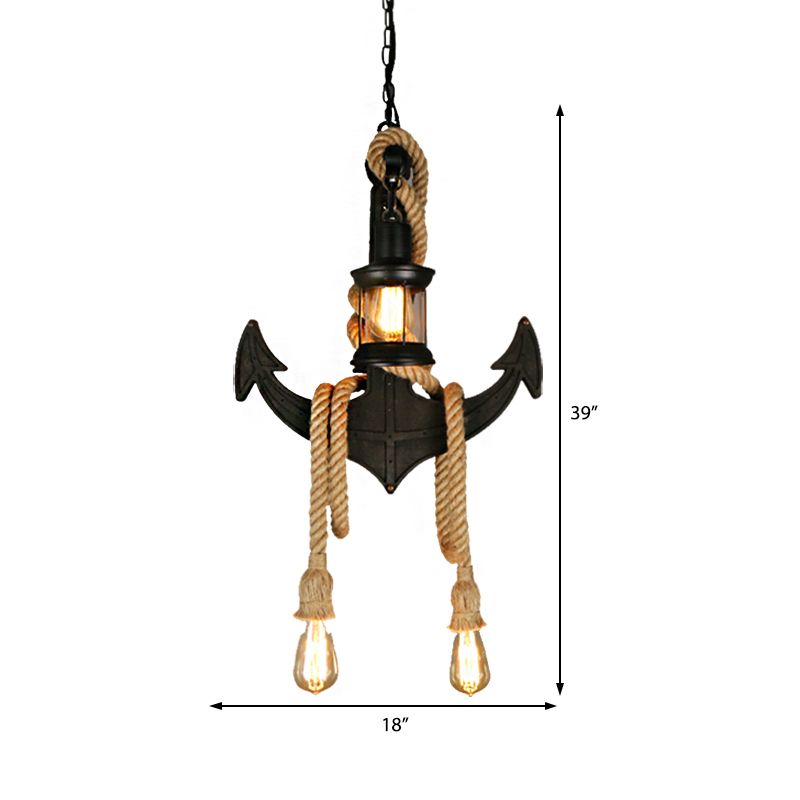 4-licht hanglamp vintage kerosine helder glas hangende kroonluchter in zwart met verstelbaar touw