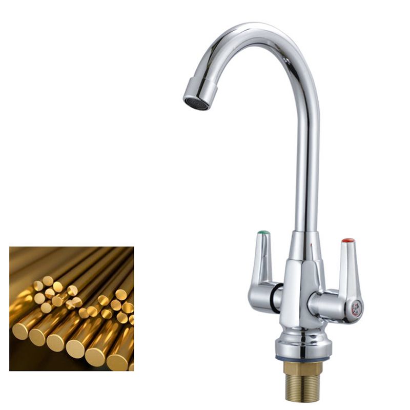 Modern Kitchen Faucet Brass High Arch with Handles and Supply Lines Bridge Faucet