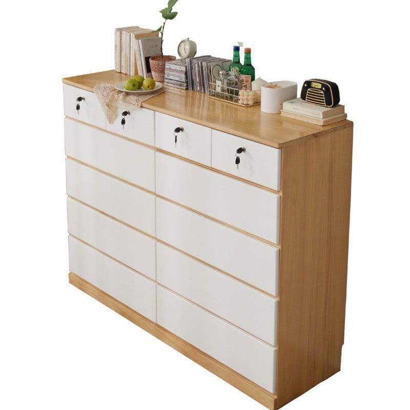 Wooden Double Dresser Modern Style Bedroom Storage Chest Dresser with Drawers