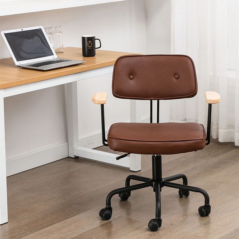 Black Frame Modern Desk Chair with Mid Back Swivel Office Chair with Wheels