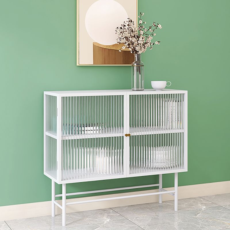 Iron Kitchen Sideboard Cabinet Modern Server Cabinet with Storage and Glass Door