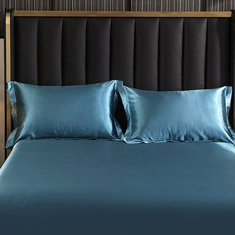 Elegant Fitted Sheet Modern Silk Ultra Soft Soild Bed Sheet Set