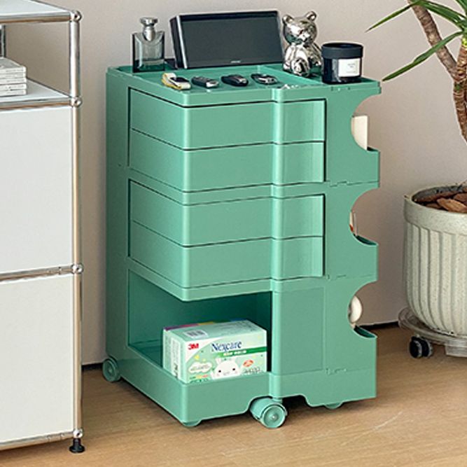 Modern Plastic Night Table Open Storage Night Stand with Wheels