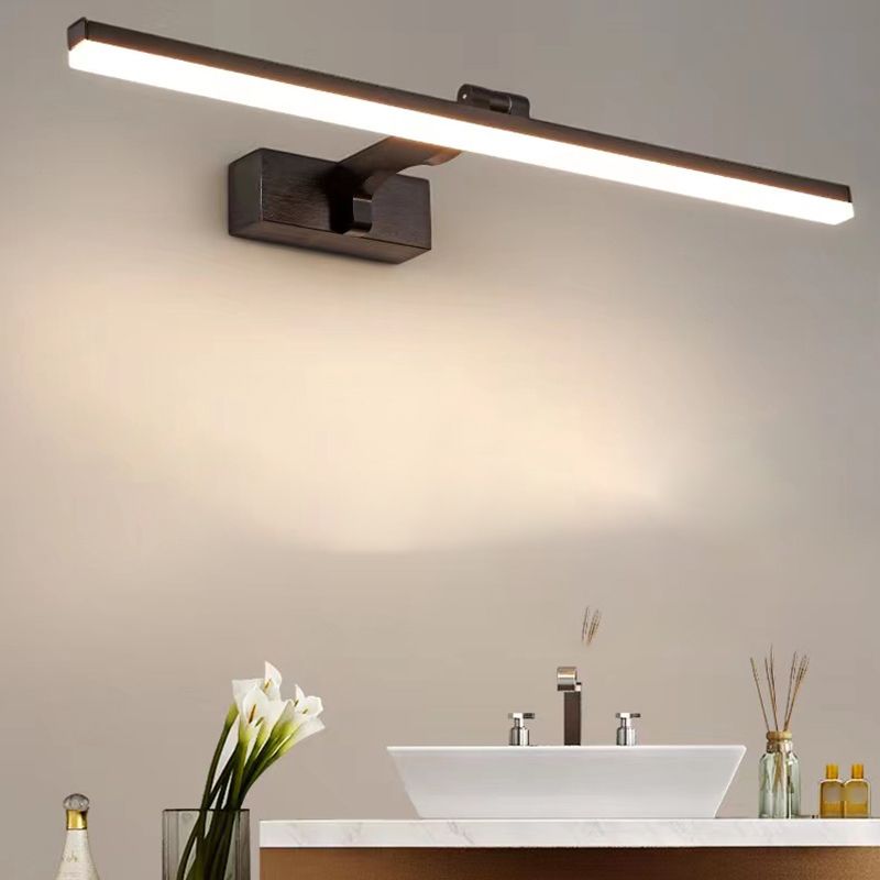 Modern Aluminum Vanity Light Straight 1 Light Mirror Light in Black for Bathroom