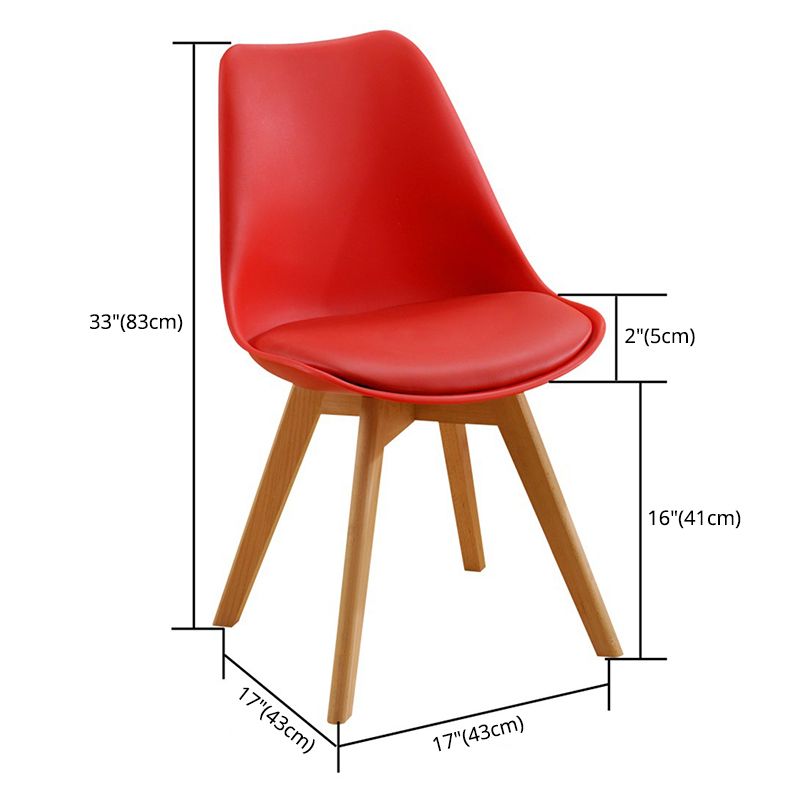 Scandinavian Restaurant Wood Side Chair Colorful Solid Back Dining Chair