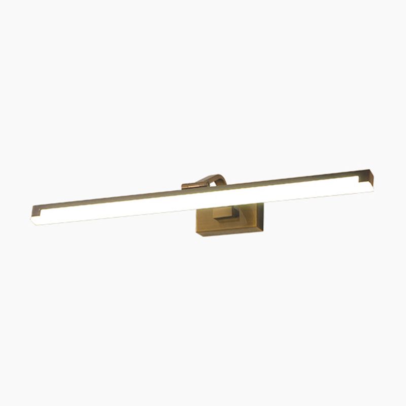 Linear Shade Metal Wall Sconce Modern 1-Light Mirror Wall Mount Light Fixture in Gold