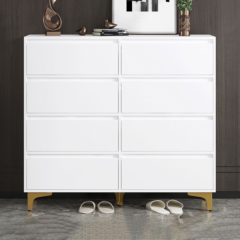 Contemporary Wooden Accent Chest with Metal Straight Legs and Drawers