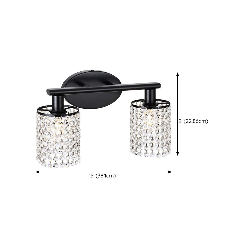 Traditional Multi - Light Vanity Light Crystal Bathroom Vanity Lighting in Black / Chrome