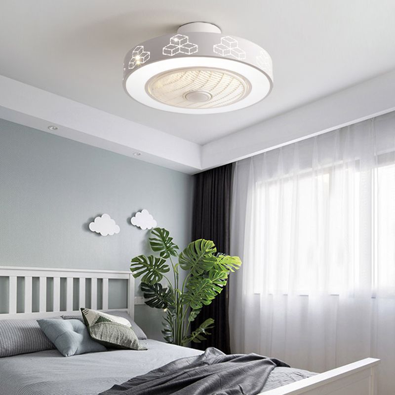 Chambre à coucher en forme de tambour de la lampe à la lampe métal nordique LED semi-flush plafond plafond en blanc