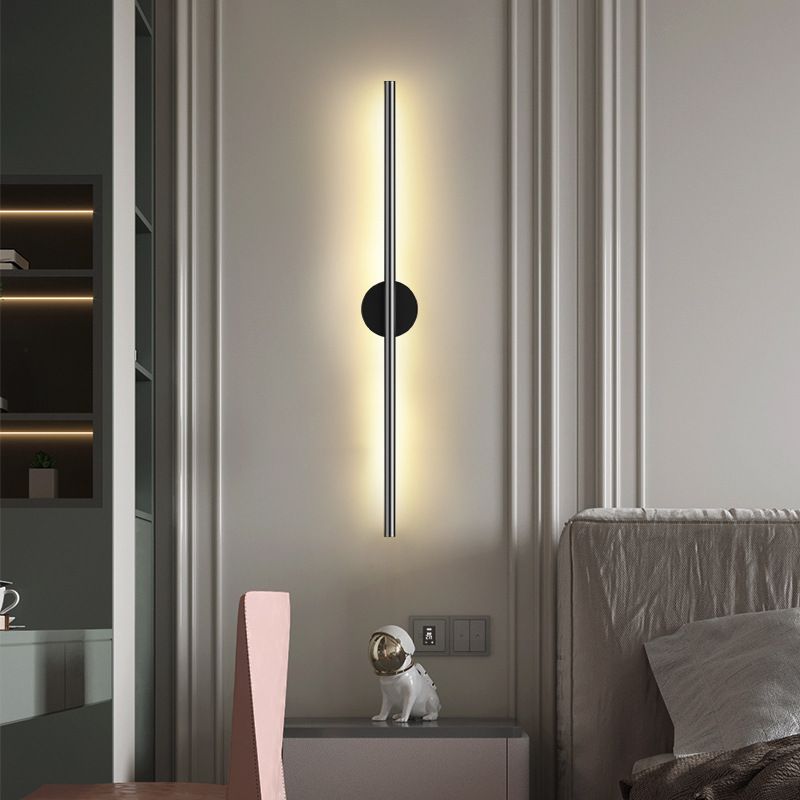 Aparte de la lámpara de pared LED de varilla negra Luz de apliques metálico de estilo simple para sala de estar