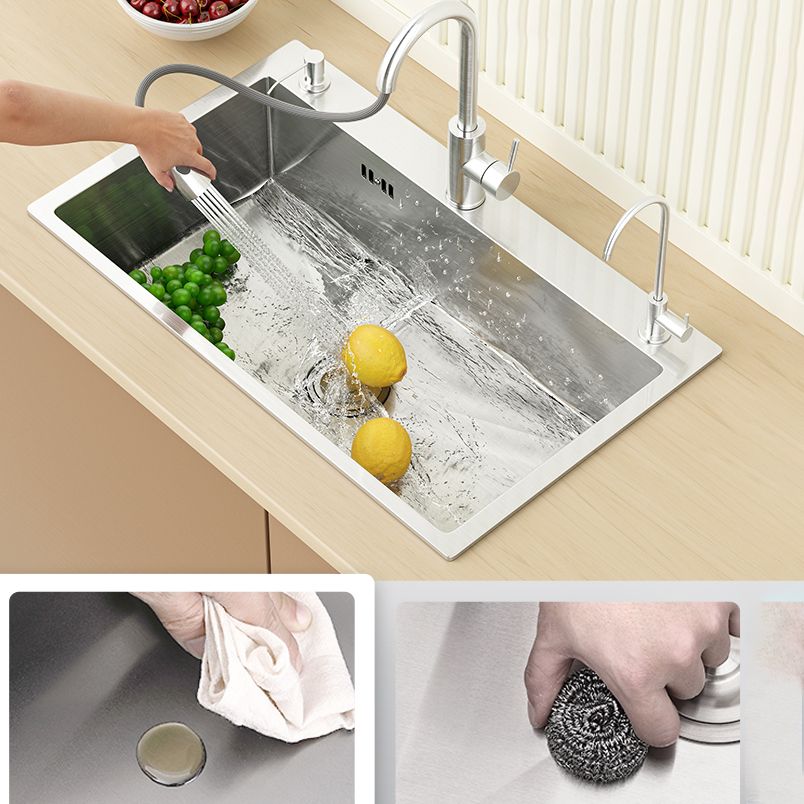 Modern Workstation Sink Stainless Steel with Basket Strainer and Faucet Kitchen Sink