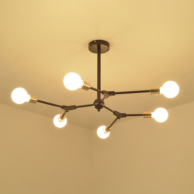 Multi -Light -Metall -Kronleuchter Licht Industrial Black Pendelleuchte für Wohnzimmer