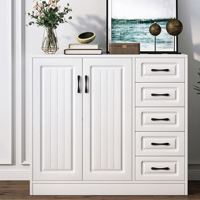 Modern White Accent Cabinet with Shelf and Wooden Drawers Cabinet