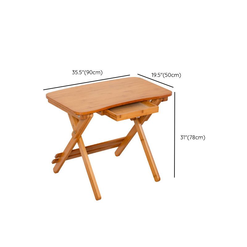 Foldable Desk and Chair Set Bamboo Kids Writing Desk in Natural