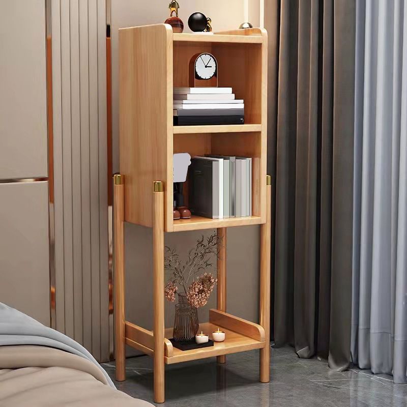 Open Storage Bed Nightstand Solid Wood Bedside Cabinet for Bedroom