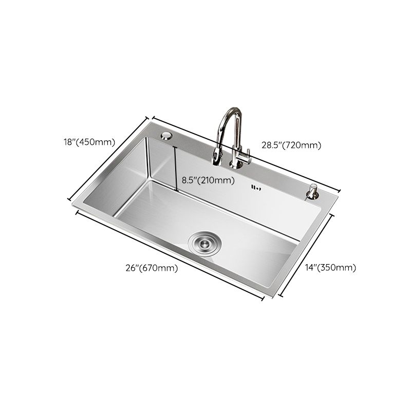 Stainless Steel Drop-In Kitchen Sink Single Bowl Sink with 3 Holes