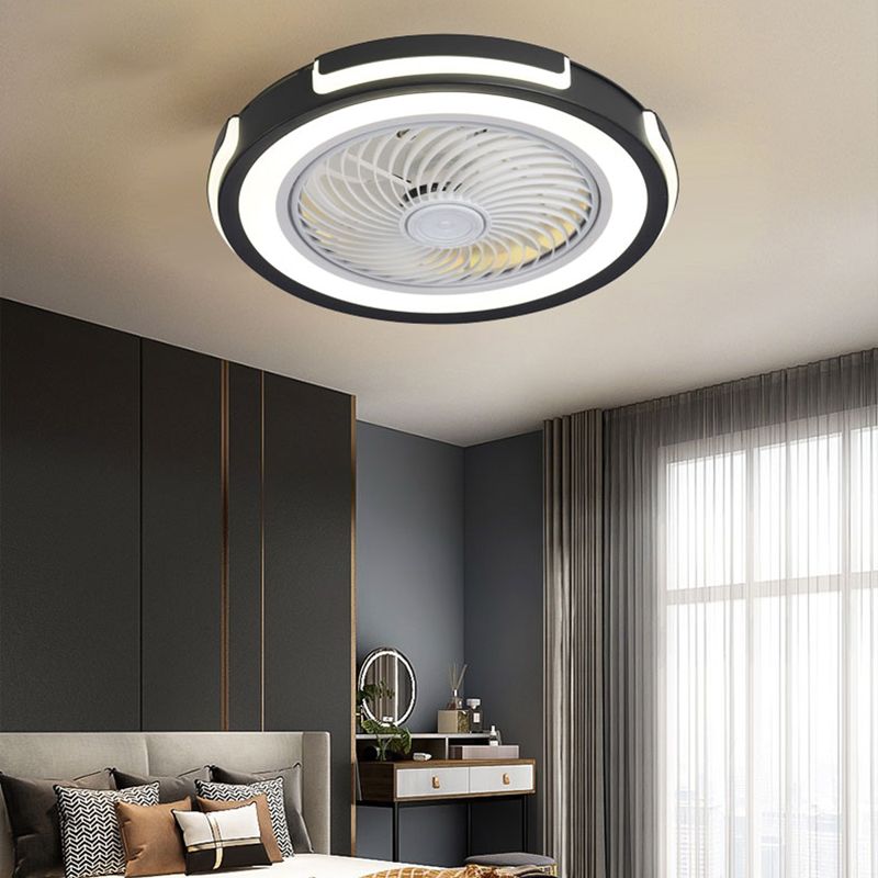 Luz de ventilador de techo circular nórdico Luz de ventilador metálico LED LED LEUMPLING