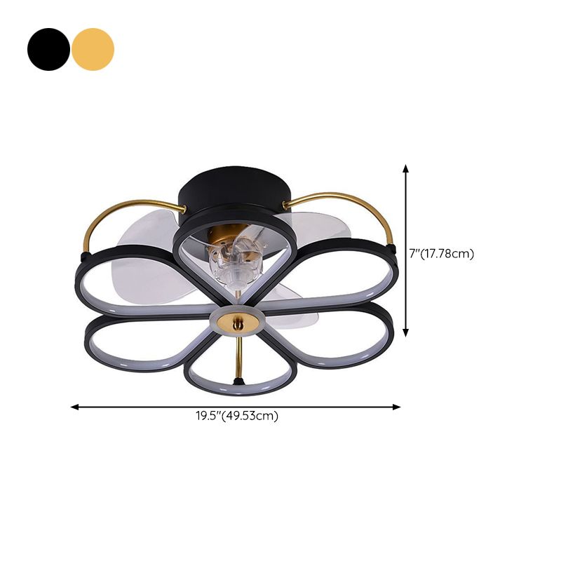 3-Blade LED Ceiling Fan Contemporary Black/Golden Fan with Light for Foyer