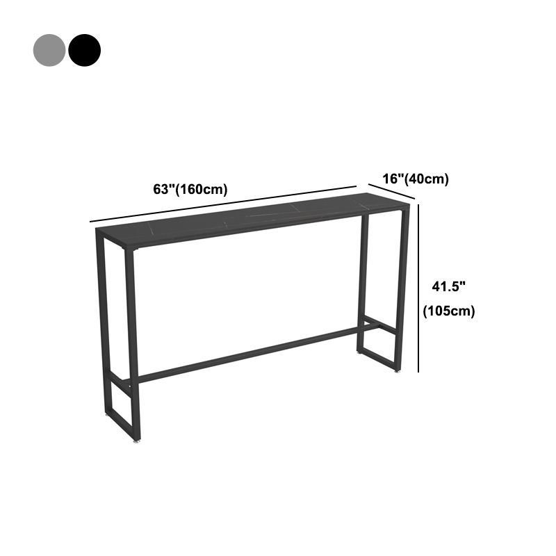 Stone Bar Dining Table Industrial Bar Dining Table with Black Base