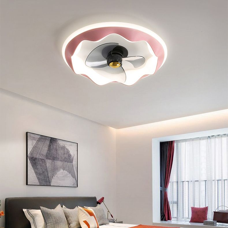 Circle Metal Ceiling Fan Lamp Simplicity LED Ceiling Mounted Lighting for Bedroom