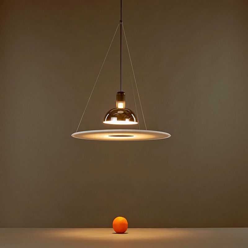 Metal Circle Hanging Pendant Light Modern Style Silver Down Lighting Pendant for Dinning Room