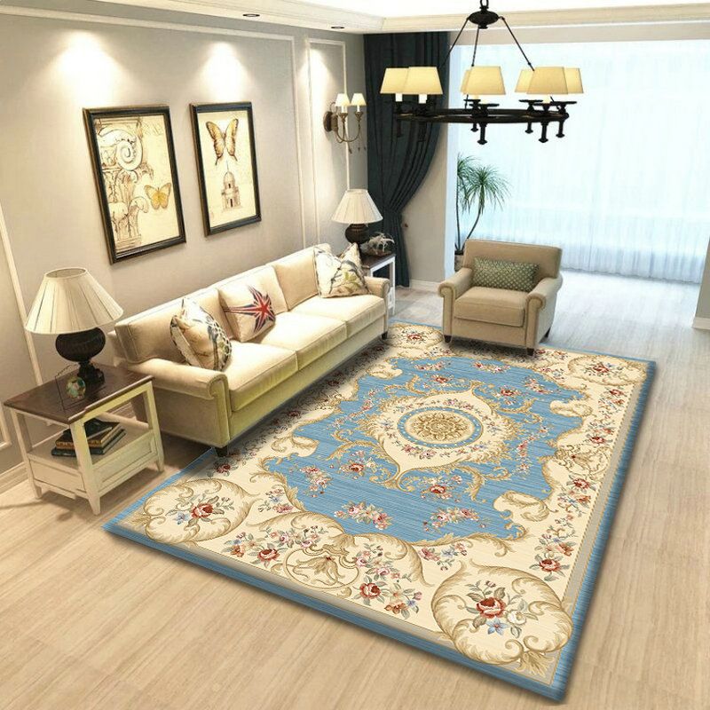 Luxus Mitte des Jahrhunderts Moderner Rug Antik Blumen gedruckter Teppich Polyester Anti-Rutsch-Rückseite Teppich für Wohnzimmer