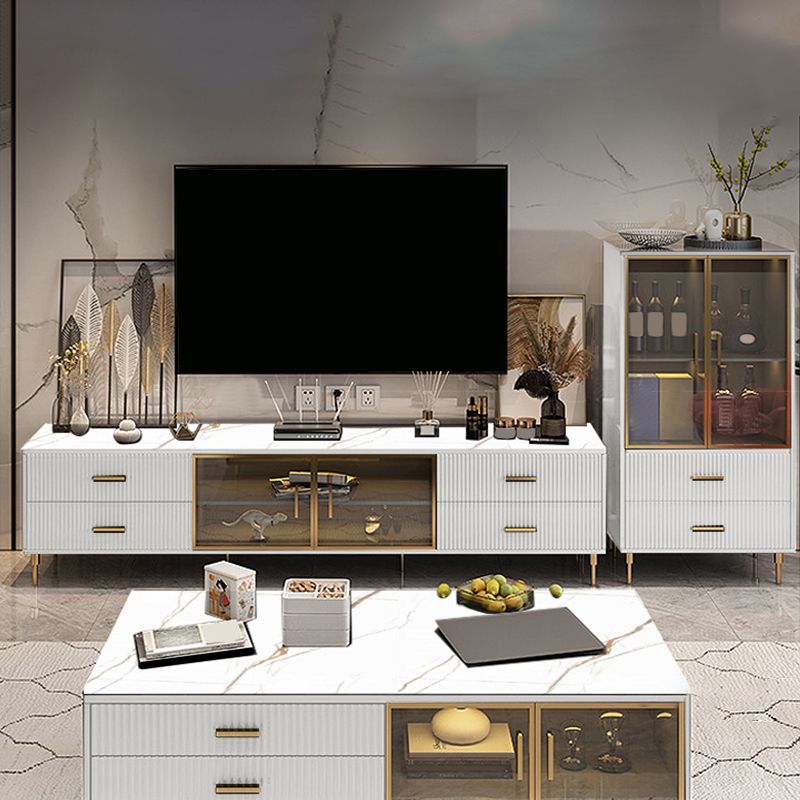 Stone Media Console TV Stand Console Contemporary TV Console with Drawers