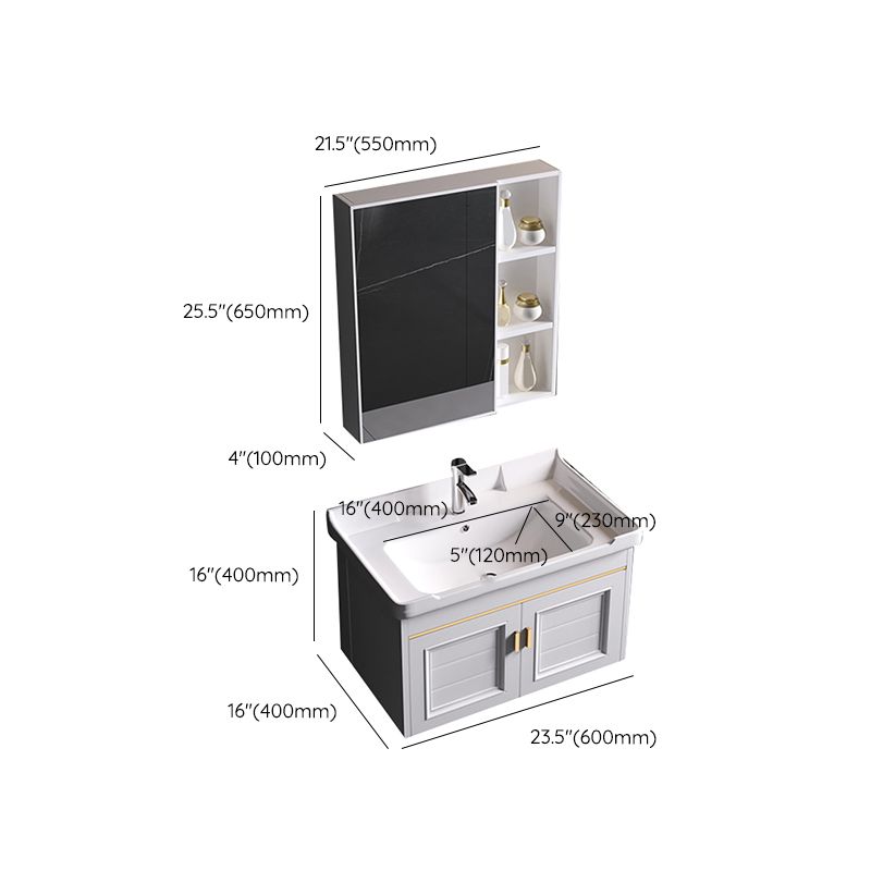 Wall Mounted Sink Vanity Contemporary Metal Bathroom Sink Vanity