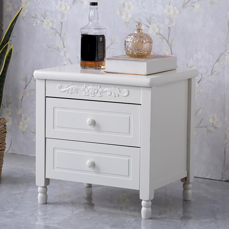 Contemporary Nightstand Solid Wood Accent Table Nightstand with Drawers