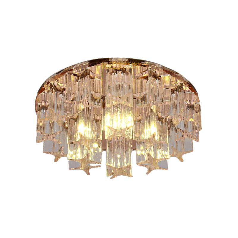 Simple Starfish Semi Flush Light Faceted Crystal LED Corridor Close to Ceiling Lighting in Rose Gold, Warm/White Light