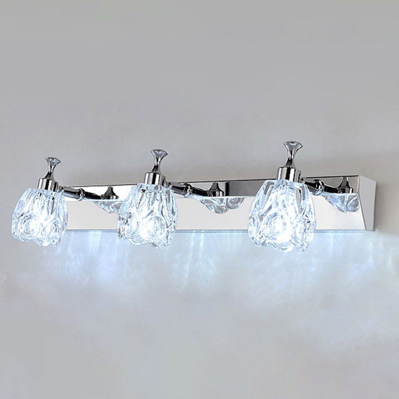 Multi-Lights Unique Shade Wall Sconce Modern Simple Style Mirror Crystal Wall Lighting in Silver