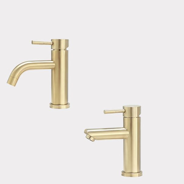 Deck Mounted Roman Tub Faucet Low Arc Tub Faucet Set in Gold