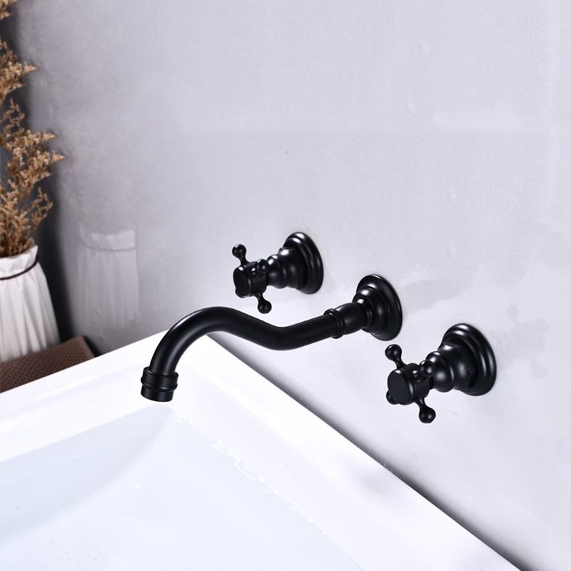 3 Holes Faucet Glam Style Wall Mounted Faucet with 2 Cross Handles