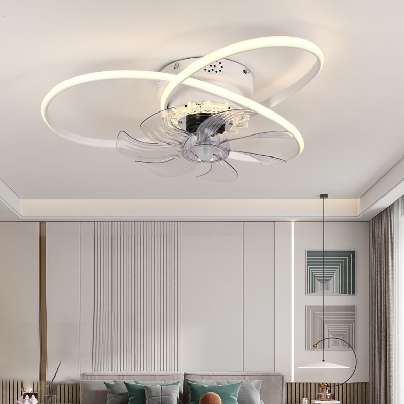 7-Blade LED Ceiling Fan Contemporary Polish Finish Fan with Light for Foyer