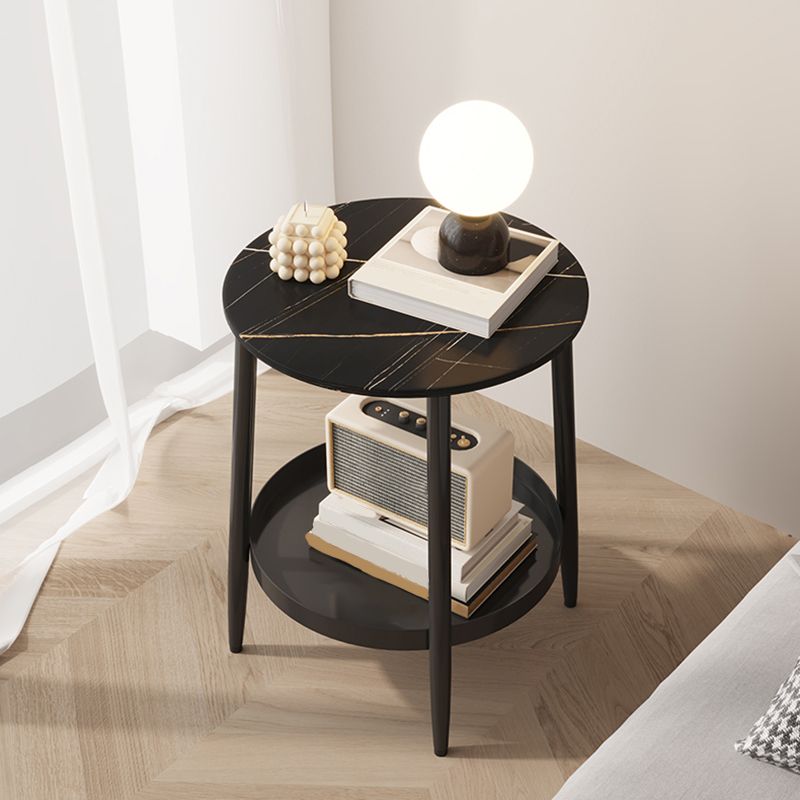 1 Shelf Stone Bedside Cabinet Contemporary Night Table With Legs ,19.7" Tall