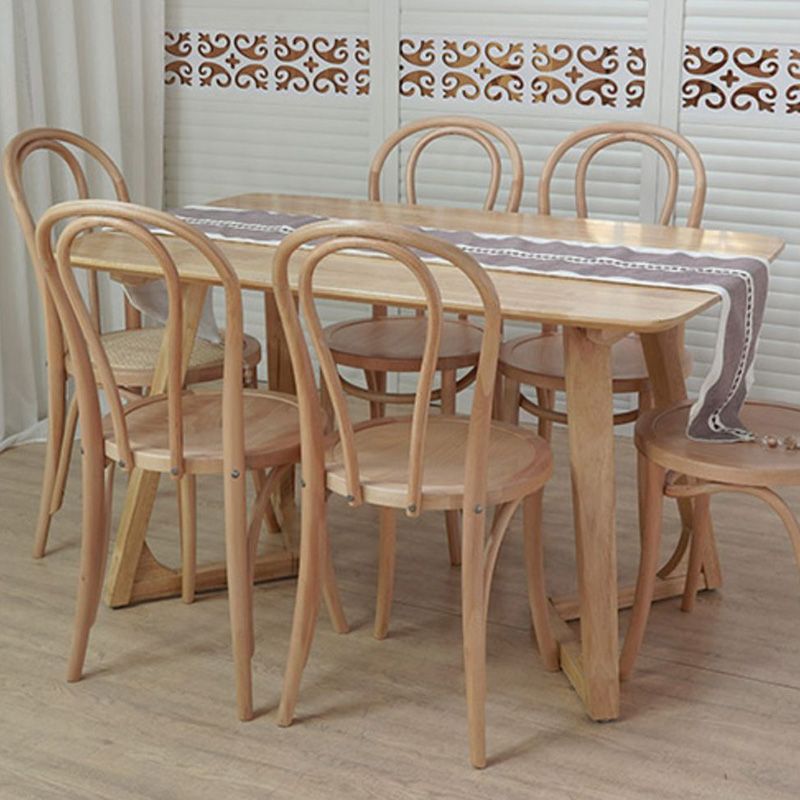 Farmhouse Wood Dining Room Chairs Open Back Dining Armless Chairs for Restaurant