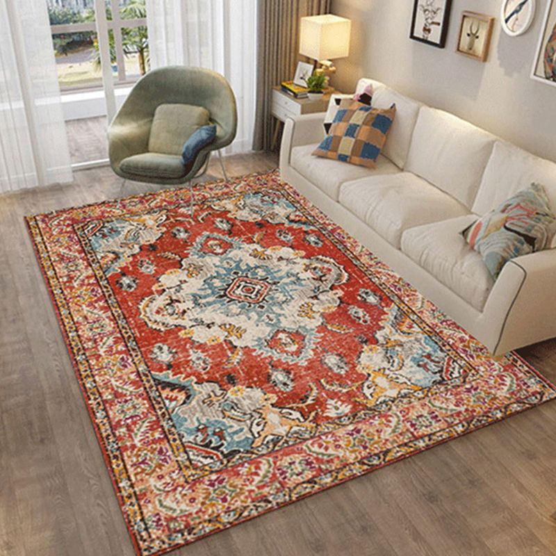 Rode toon traditioneel gebied tapijt polyester Marokkaanse print binnen tapijt gemakkelijke verzorgt tapijt voor woonkamer