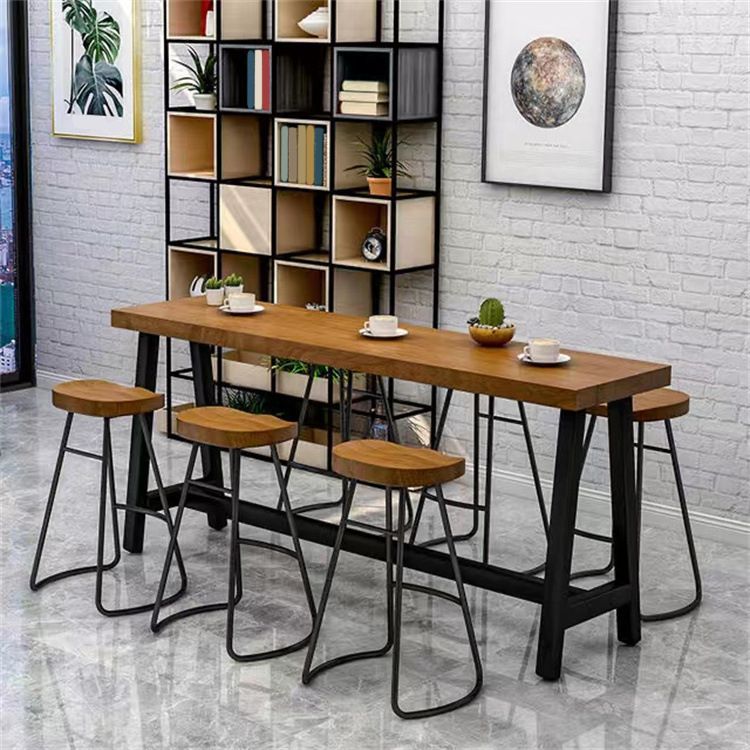 Industrial Dining Table Wooden Bar Counter Table for Kitchen