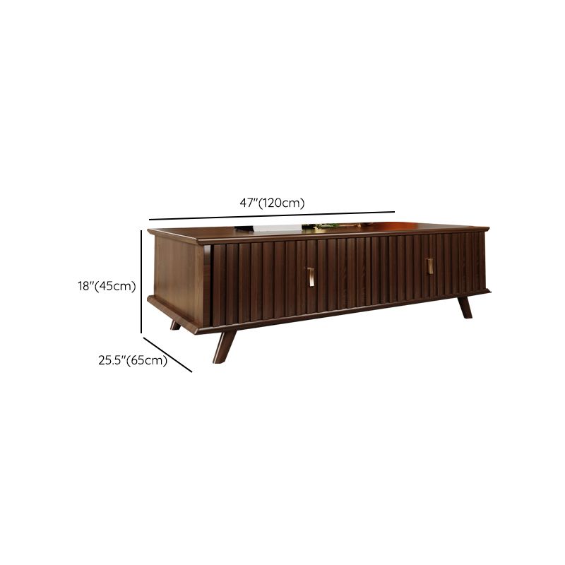 Solid Wood Mid-Century Modern Rectangle Brown Coffee Table with Storage Drawers