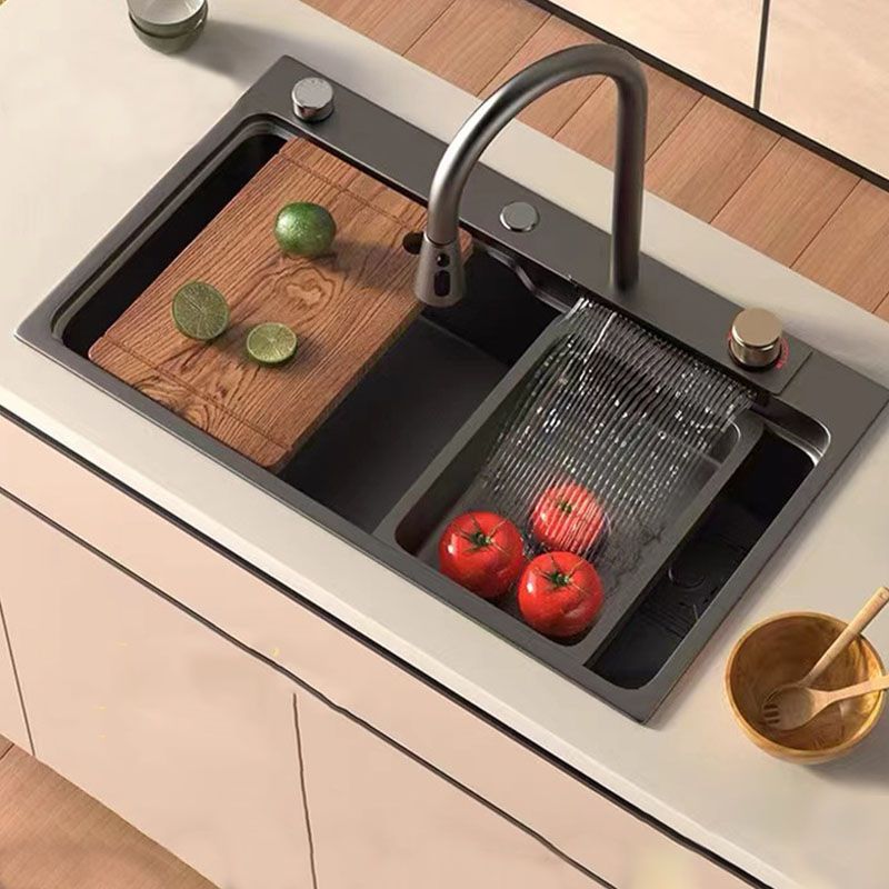 Modern Kitchen Sink Stainless Steel with Accessories Faucet Cutting-Board Prep Station